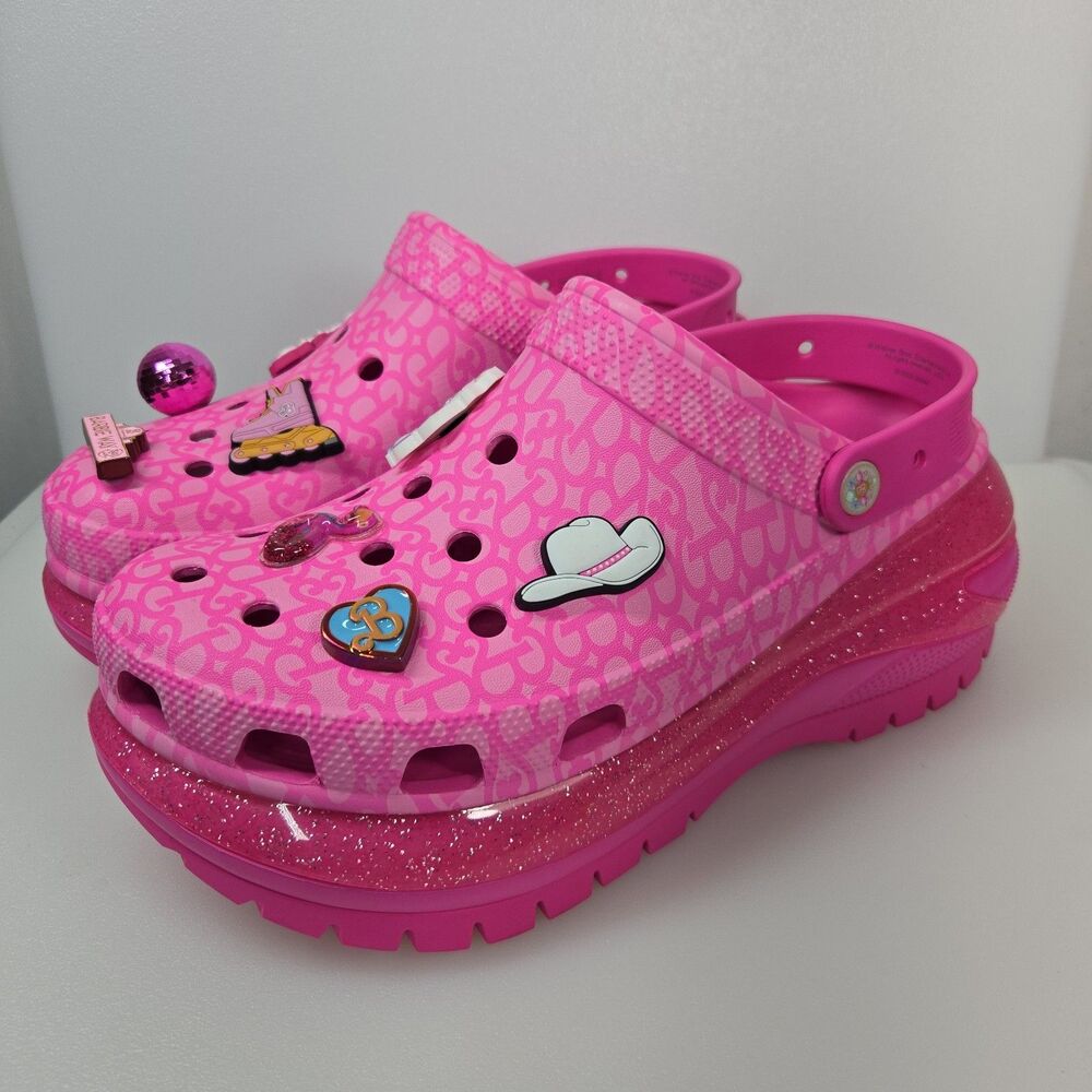 Crocs Barbie the Movie Mega Crush Clog Electric Pink Platform Mens 10 Women's 12